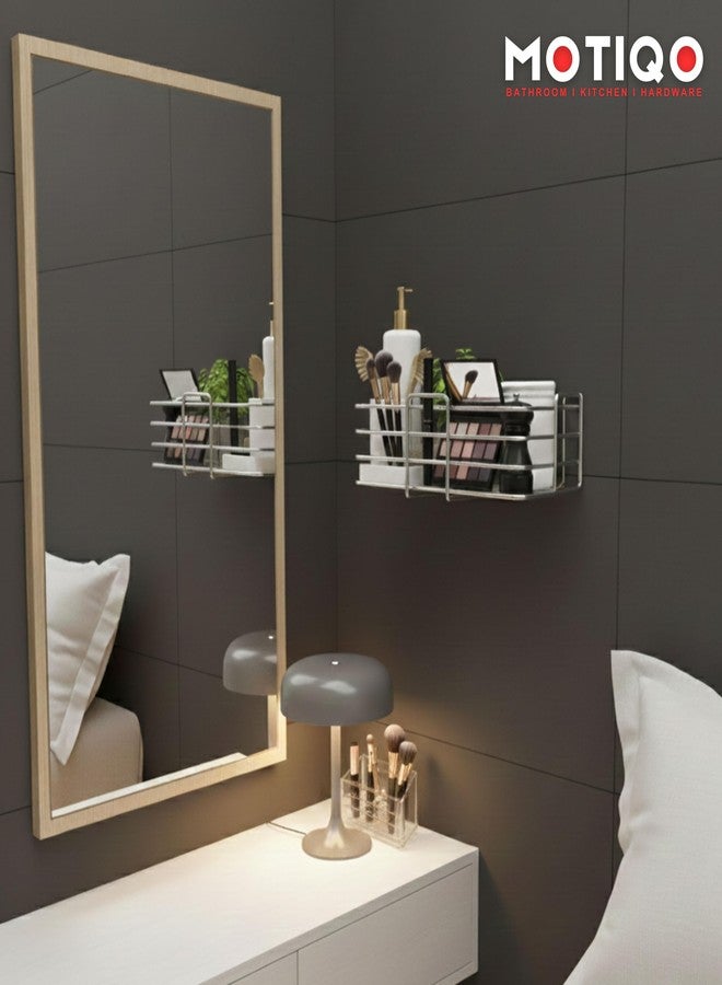 MOTIQO Stainless Steel Bathroom Shelf for Wall, Bathroom Rack, Wall Mount Rack for Kitchen, Bathroom Accessories and Organizer (Silver,12X5 Inches) Set-1 - Image 3